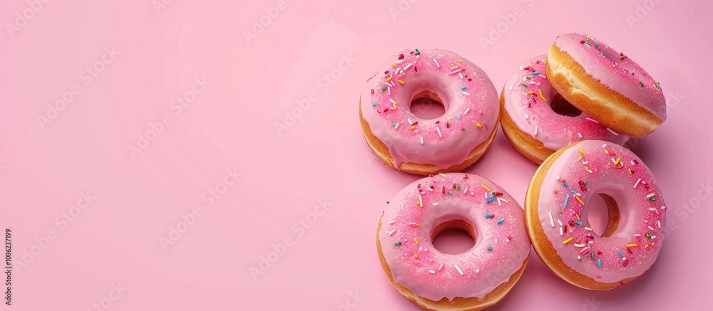 Fototapeta premium Donuts on Pink Background