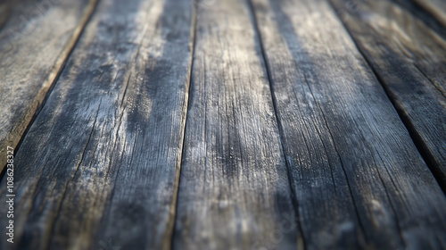 Weathered horizontal wooden planks with cracks and grain patterns in brown and gray tones.