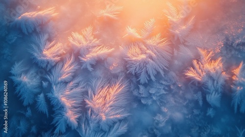 Macro Shot of Frost Patterns on a Frozen Surface Captured from Above