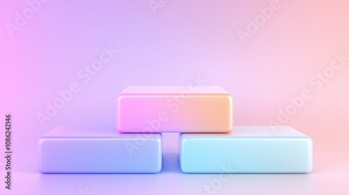 Minimalist pastel podium in soft pink and blue gradient scene