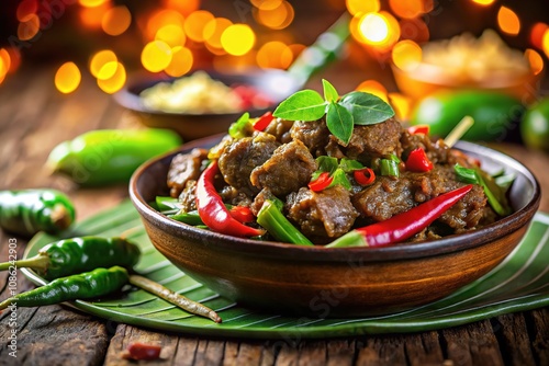 Spicy Beef Dendeng Batokok - Minimalist Food Photography photo