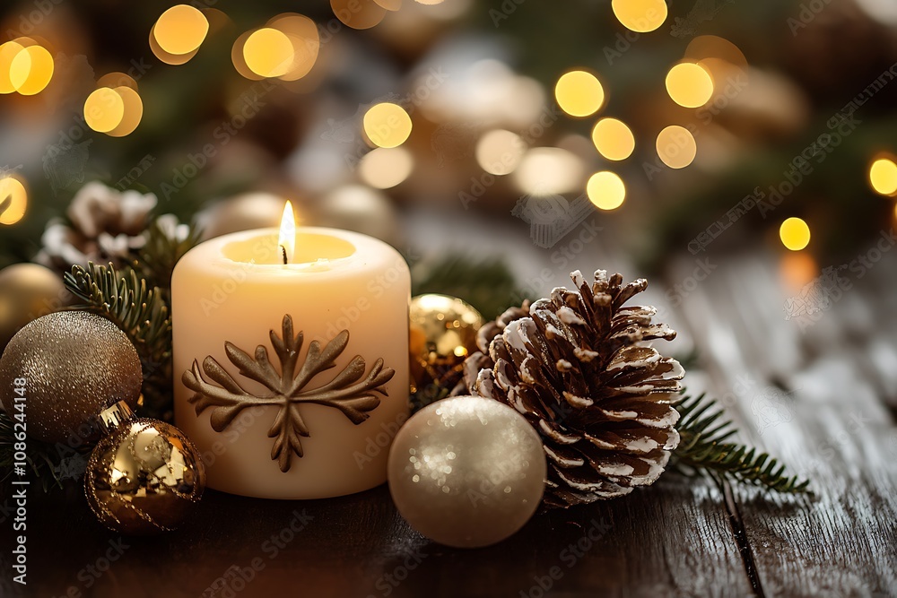 Christmas Candle with Ornaments Christmas Candle with Ornaments