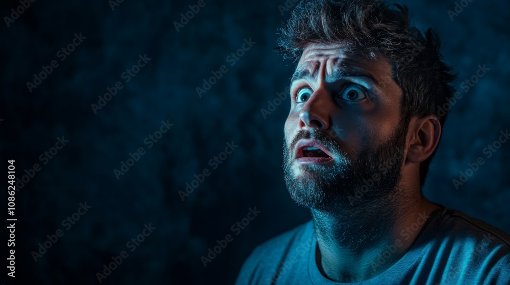 Terrified Man's Expression of Fear Terrified Man's Expression of Fear