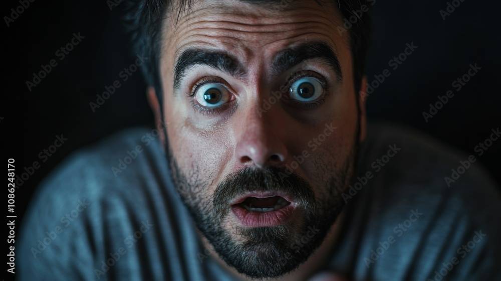 Close-up of a Man's Face in Shock Close-up of a Man's Face in Shock
