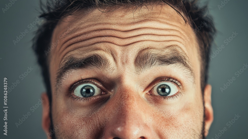 Fototapeta premium Close-up of a Man's Face with a Surprised Expression