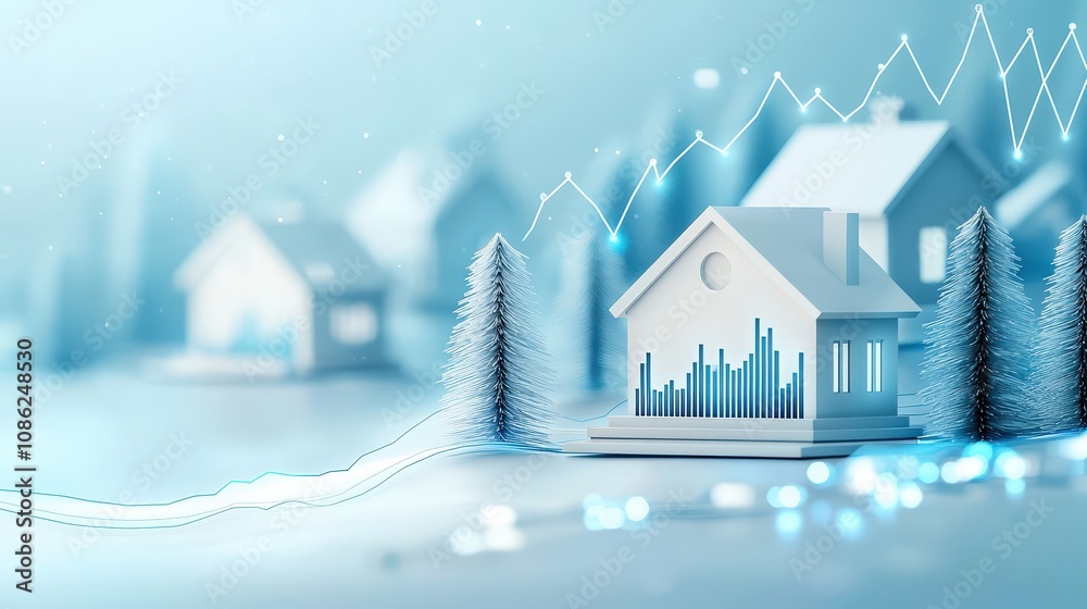 Naklejka premium Modern Home with Financial Growth Conceptual Illustration