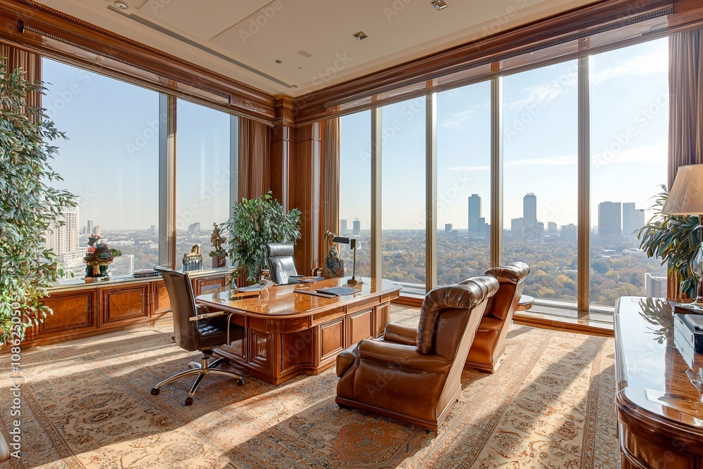 Luxurious Office Overlooking the City Skyline Luxurious Office Overlooking the City Skyline