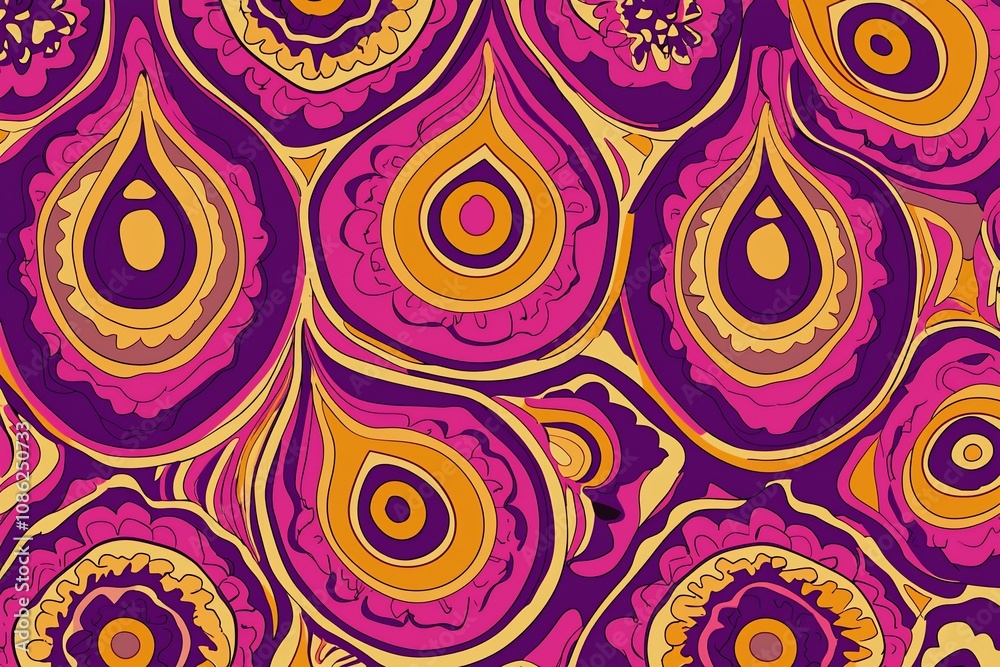Fototapeta premium Vibrant Paisley Design with Rich Colors and Intricate Patterns
