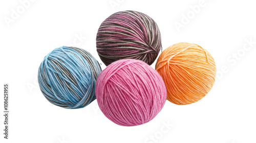 Colorful yarn balls transparent background photo