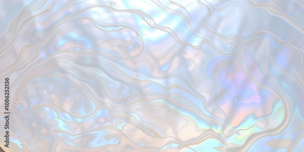 Iridescent mother of pearl shell with intricate swirls and shimmering colors, mollusk shell, nacreous Iridescent mother of pearl shell with intricate swirls and shimmering colors, mollusk shell, nacreous