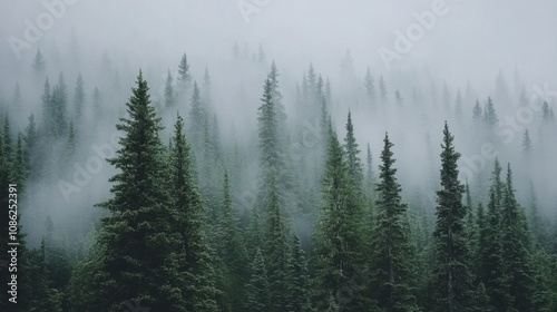 Foggy Window with Raindrops and Forest View