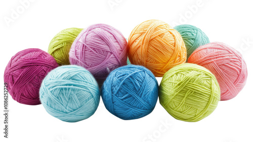 Colorful yarn balls transparent background