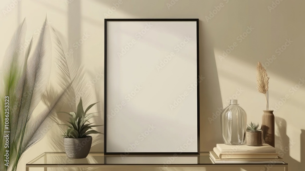 Blank Frame Mockup with Minimalist Decor Blank Frame Mockup with Minimalist Decor