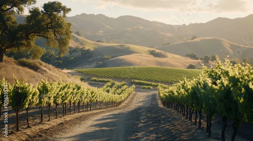 Scenic View of Green Vineyard on Hillside