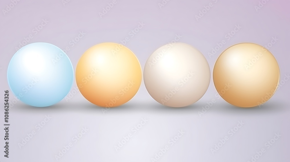 Four Smooth Pastel Spheres Arranged in a Row Four Smooth Pastel Spheres Arranged in a Row