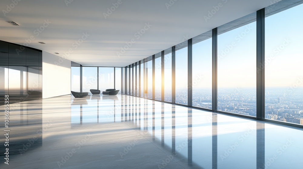 Fototapeta premium Modern Spacious Lounge Area with Stunning Views