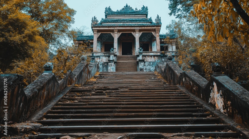 Stone Steps Leading to Ancient Temple Surrounded by Nature Stone Steps Leading to Ancient Temple Surrounded by Nature