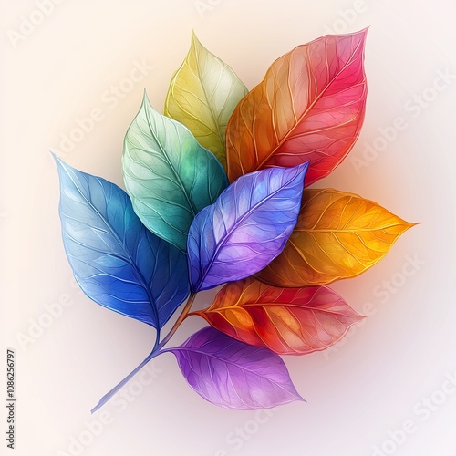 Rainbow Colored Leaves Branching Outward