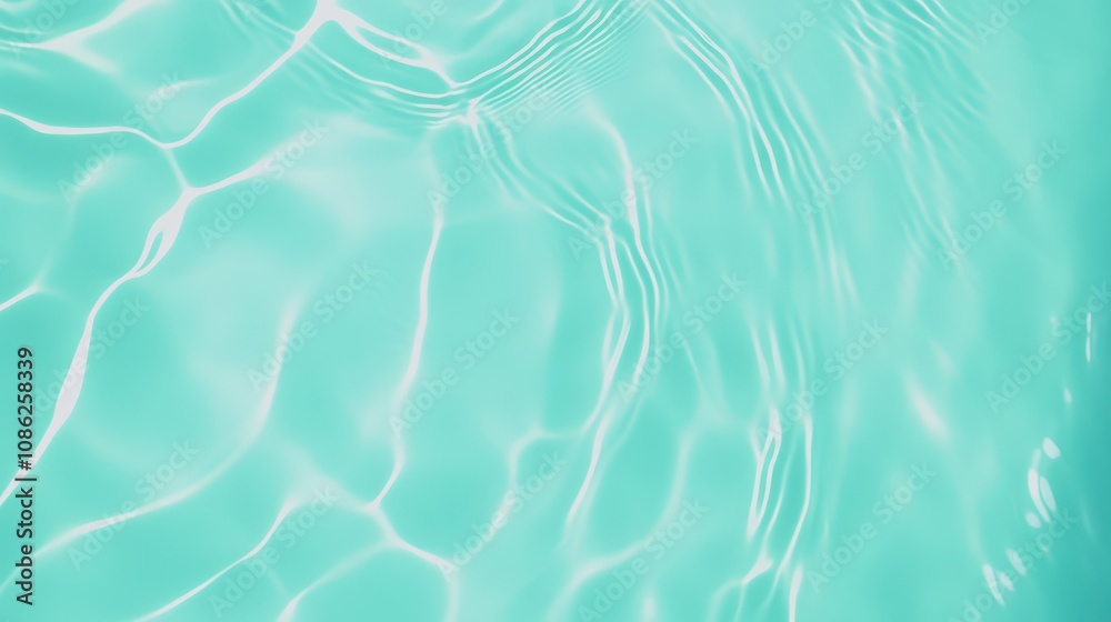A serene turquoise water surface, showcasing gentle ripples and clear reflections, perfect for relaxation and tranquility themes.