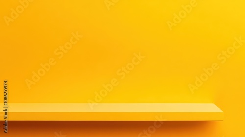 Bright yellow background with a clean shelf, perfect for showcasing products or artwork in a vibrant setting.