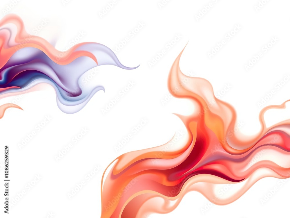 Abstract Background with Blue Orange Red Flames, fiery spectacle, white accents, artistic background