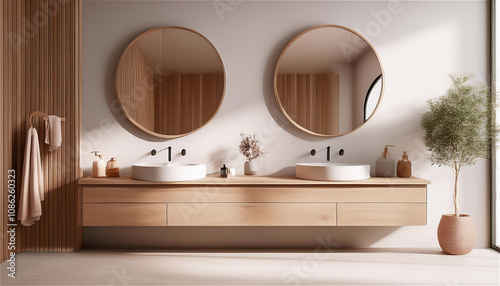 Modern modern bathrooms with neat and sophisticated mirrors