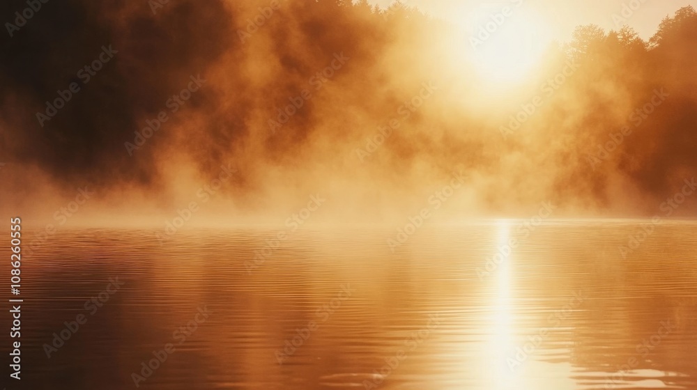 Obraz premium Serene Sunset Over Calm Water's Surface