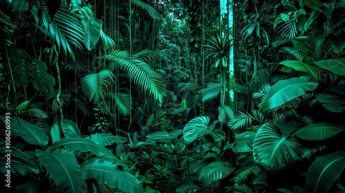 green forest with green leaves
