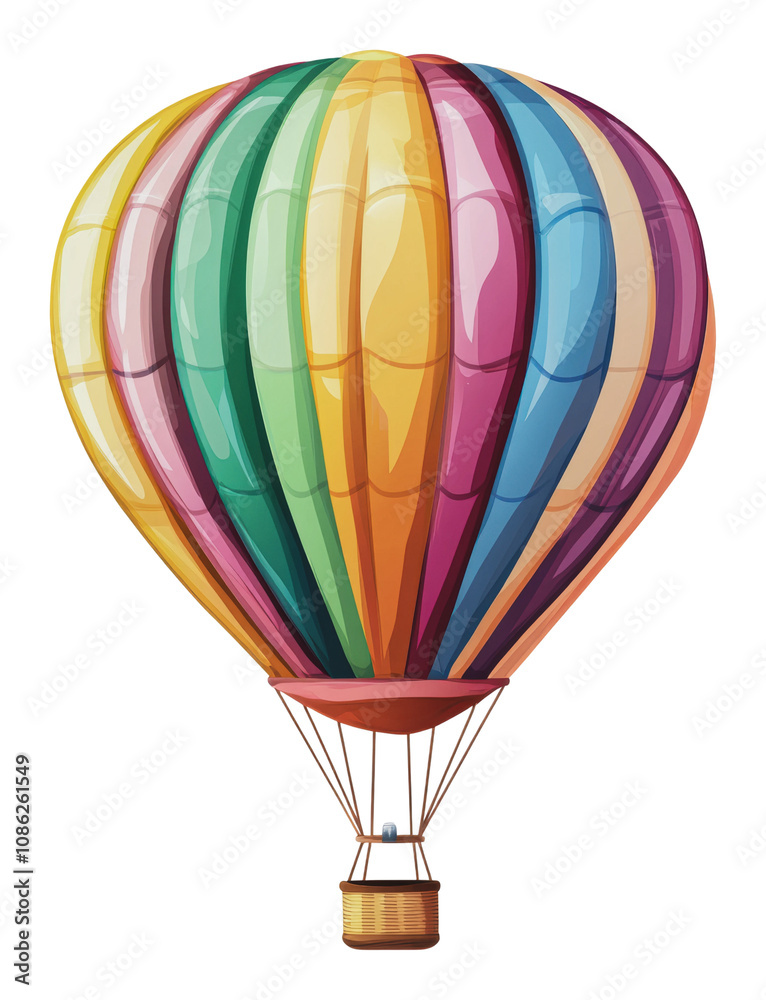 Fototapeta premium PNG Colorful hot air balloon soaring over fields