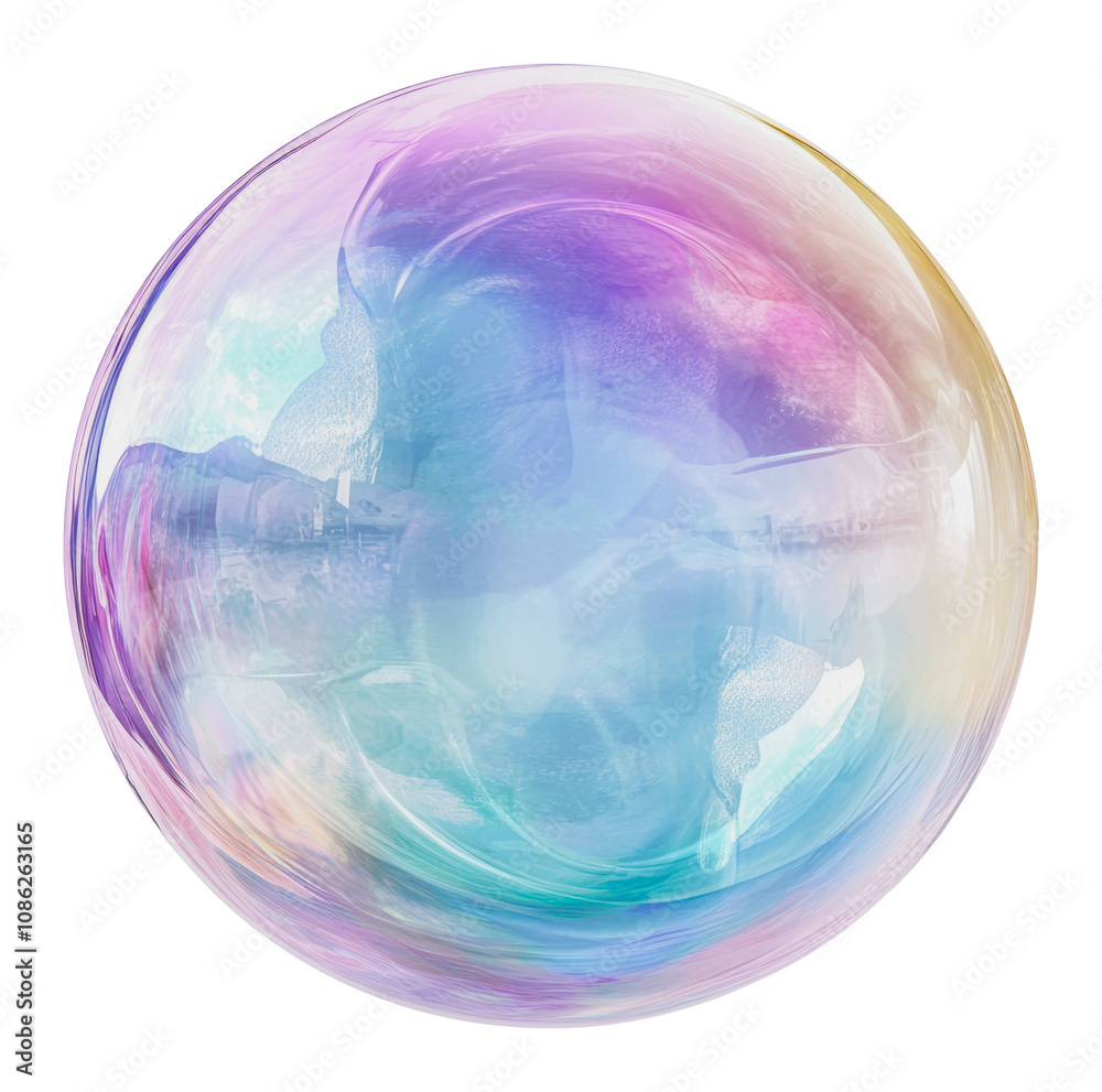 PNG Colorful bubble floating in the air on a sunny day