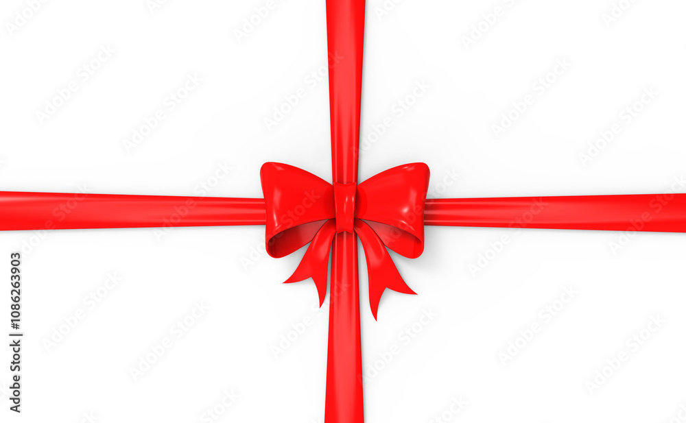 Red Gift Bow with Ribbon on transparent background Red Gift Bow with Ribbon on transparent background