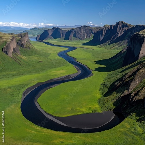 Scenic Fjadrargljufur Canyon in Southern Iceland photo