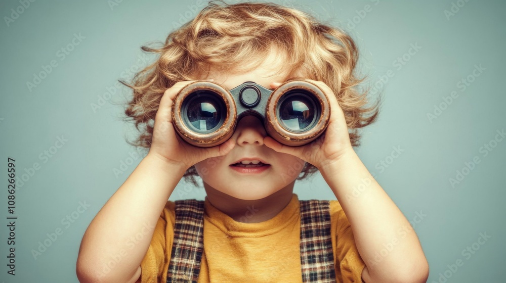 Child Exploring the World with Binoculars Child Exploring the World with Binoculars