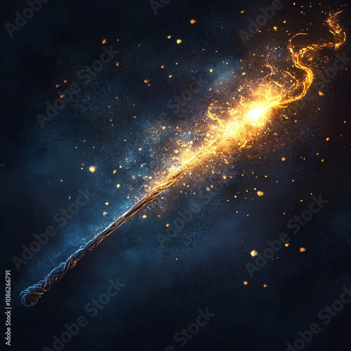 Wand casting a spell
