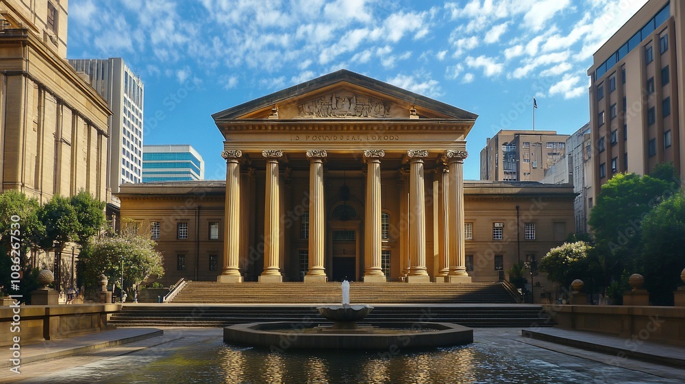 Fototapeta premium Grand neoclassical building with fountain.