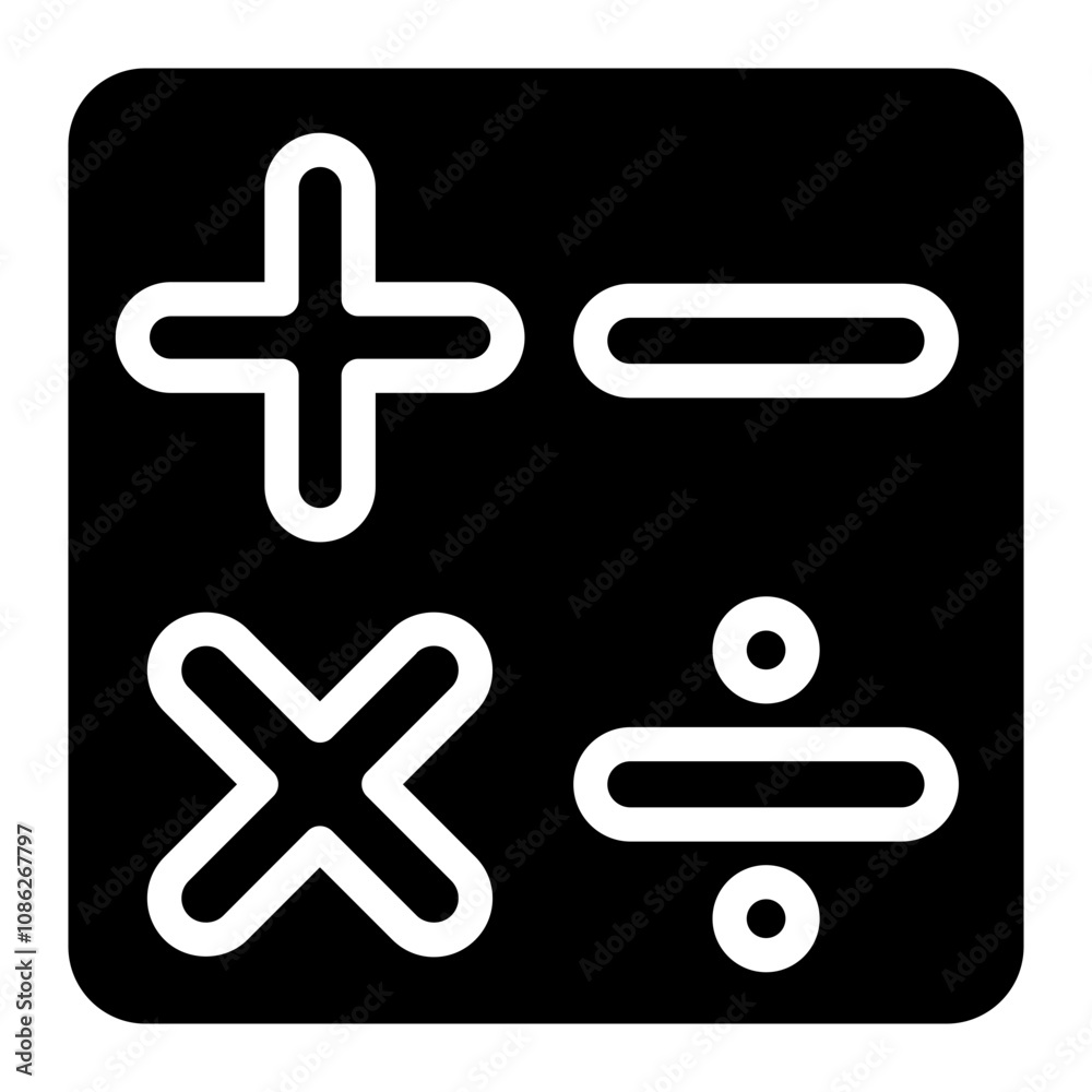 Obraz premium Mathematical symbols solid icon