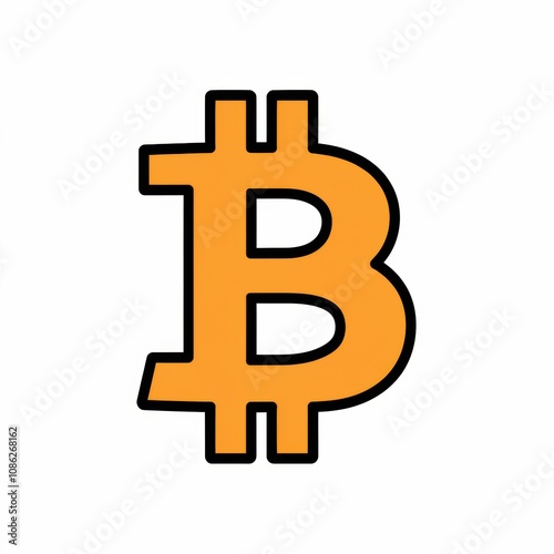 Minimalistic orange bitcoin symbol icon, illustrating digital cryptocurrency, blockchain network, decentralized finance, and the global adoption of crypto assets.