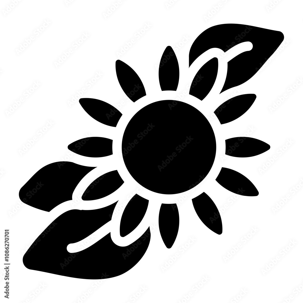 Sunflower leaf solid icon Sunflower leaf solid icon