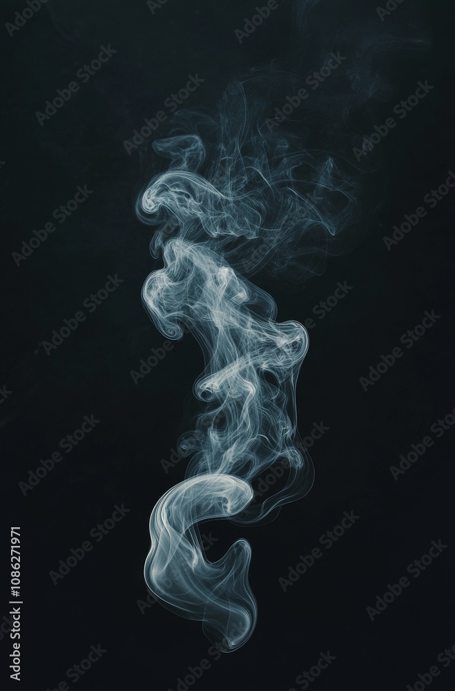 Fototapeta premium A plume of white smoke rising against a dark background, creating an abstract and ephemeral shape.