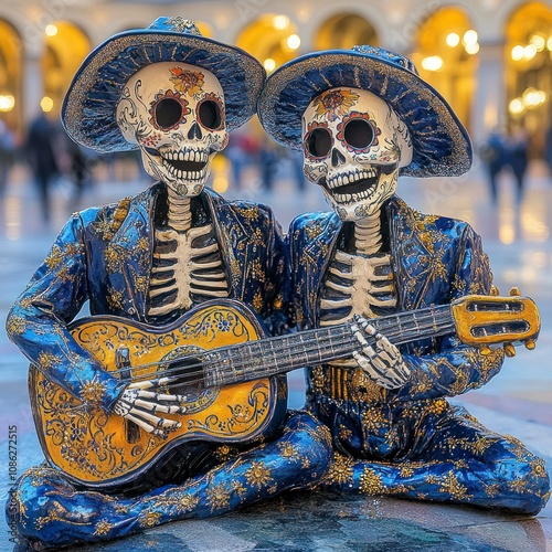 Musical Catrinas and Sugar Skulls: Dia de los Muertos Halloween Decor in Old Town San Diego, California