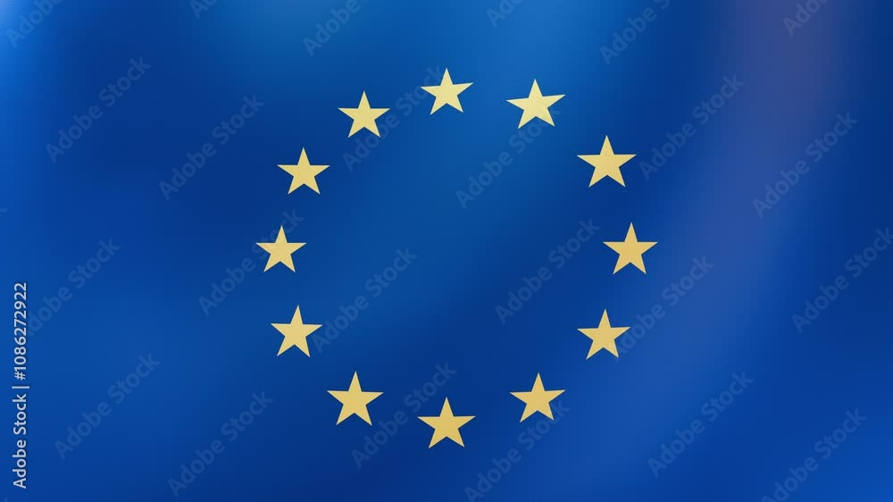 A seamless 3D loop animation of the flag of the European Union waving gently in the wind. High-resolution 4K video ideal for patriotic displays, backgrounds, and digital art projects. A seamless 3D loop animation of the flag of the European Union waving gently in the wind. High-resolution 4K video ideal for patriotic displays, backgrounds, and digital art projects.