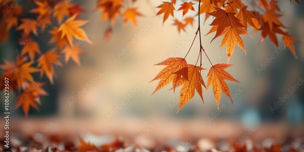 orange maples leaves on ground with bokeh effect defocused background, nature, leafy landscape orange maples leaves on ground with bokeh effect defocused background, nature, leafy landscape