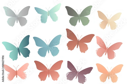 set of butterflies isolated