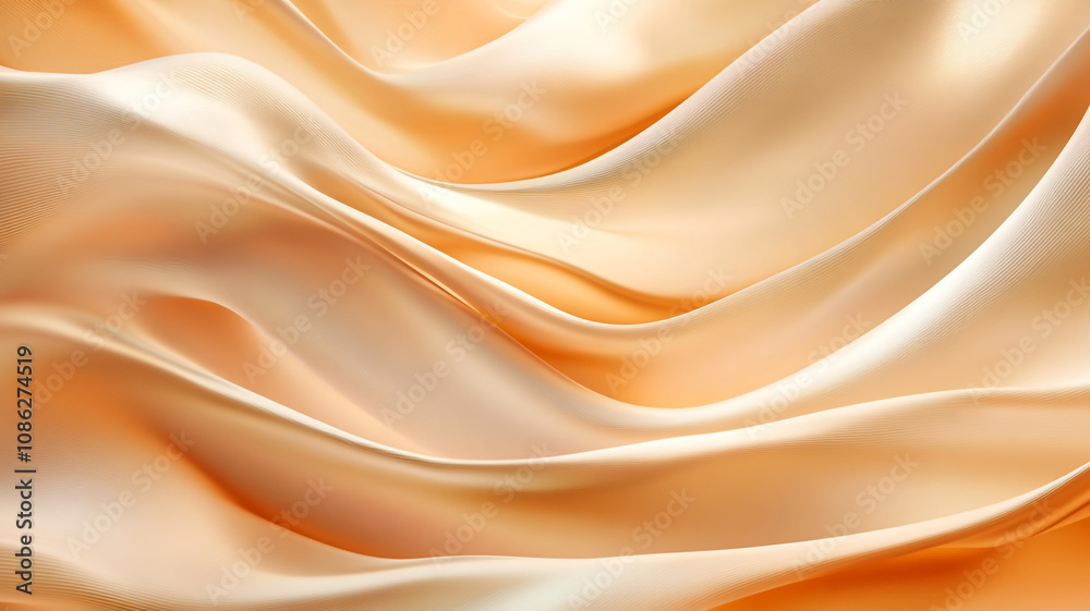 Obraz premium Soft satin fabric in warm shades flowing gracefully under gentle light during midday