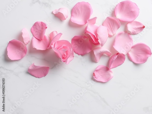 Soft pink rose petals on a marble surface, luxurious, petal