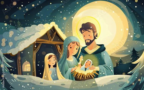 Family in the snow.
