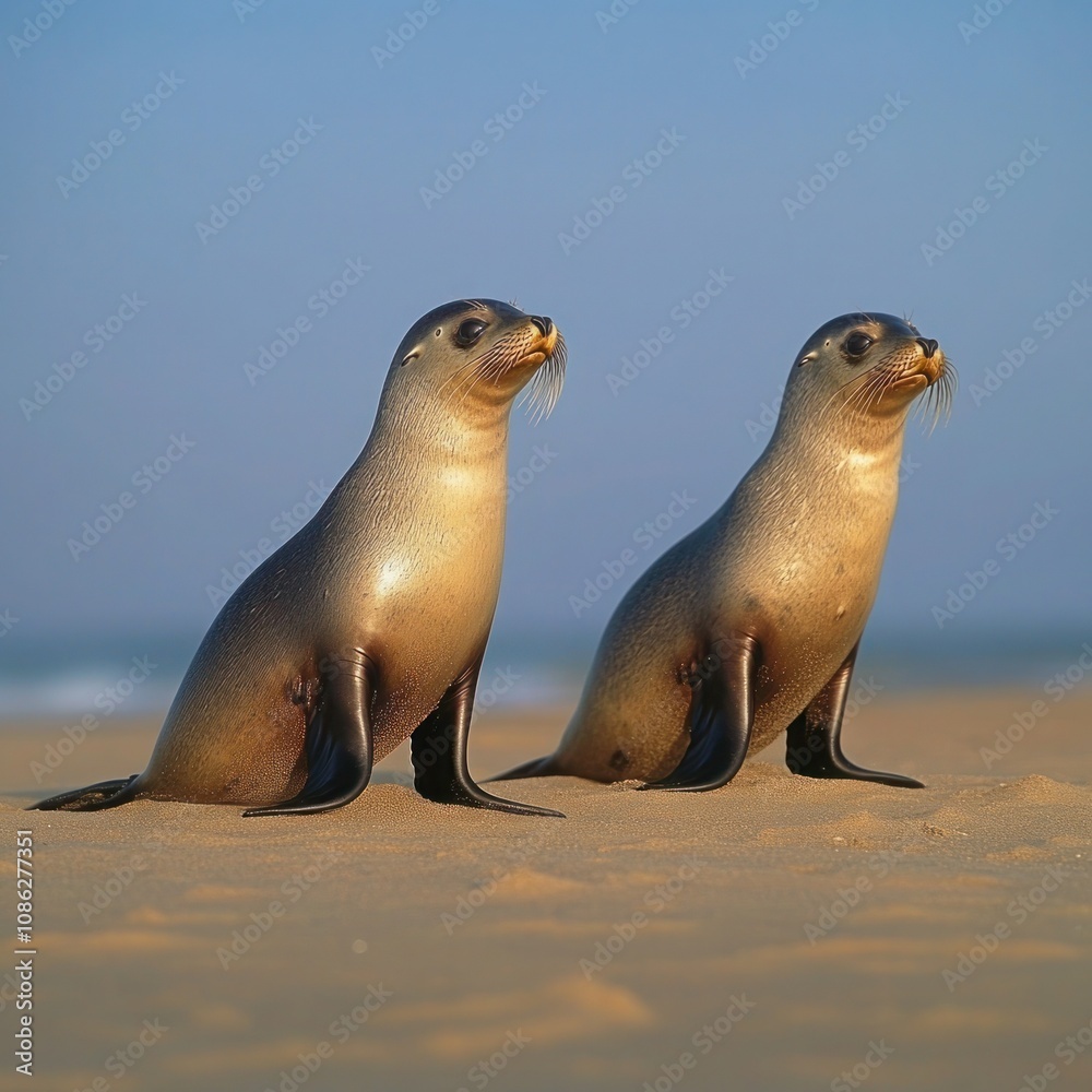 Fototapeta premium Fur Seals Resting on Cape Cross Beach, Swakopmund, Namibia's Seal Reserve in Africa