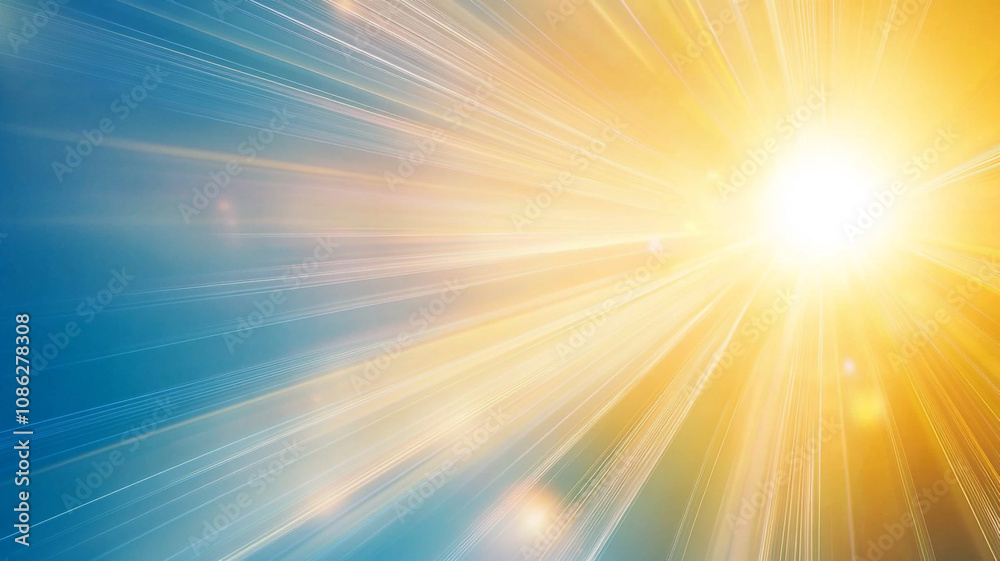 Bright sunlight illuminating a clear sky with vibrant rays during a sunny day in nature