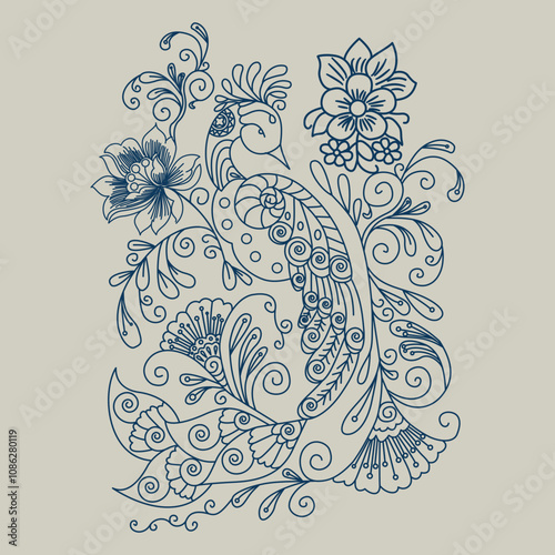 abstract background peacock with flower.