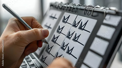 Photo Hand Writing on Calendar Planning and Scheduling